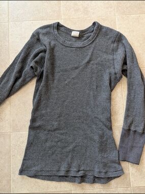 Men's Waffle-Knit Long Sleeve Long John Top - Charcoal Gray